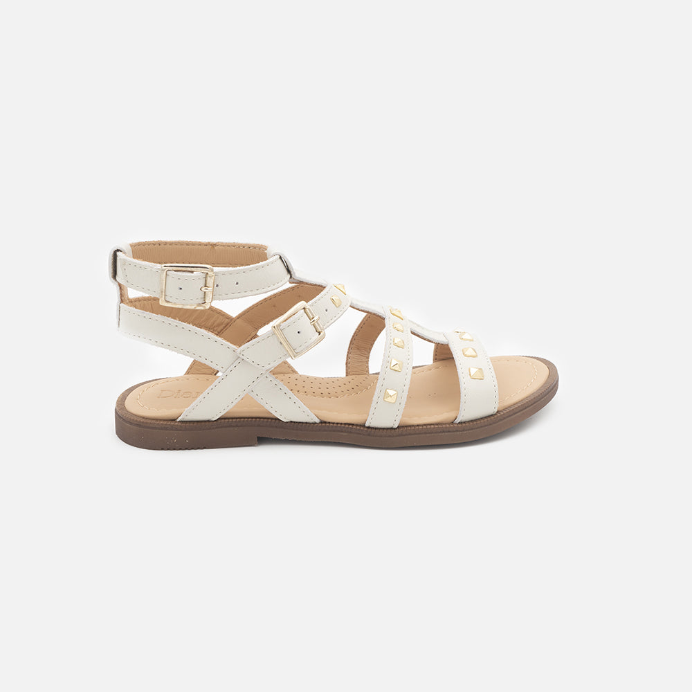 '- ["Artigianato","Dianetti","Kids","Sandali","Scarpe"] - Dianetti 9749 Bianco Borchie Sandalo - Lupis SRL
