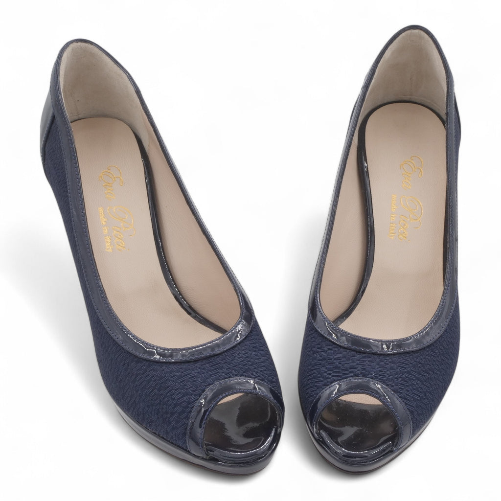 '- ["Artigianato","Donna","D\u00e9collet\u00e9","Eva Picci","Scarpe","Tacco"] - Aperta in Punta Donna Eva Picci 21336 Tessuto Blu - Lupis SRL
