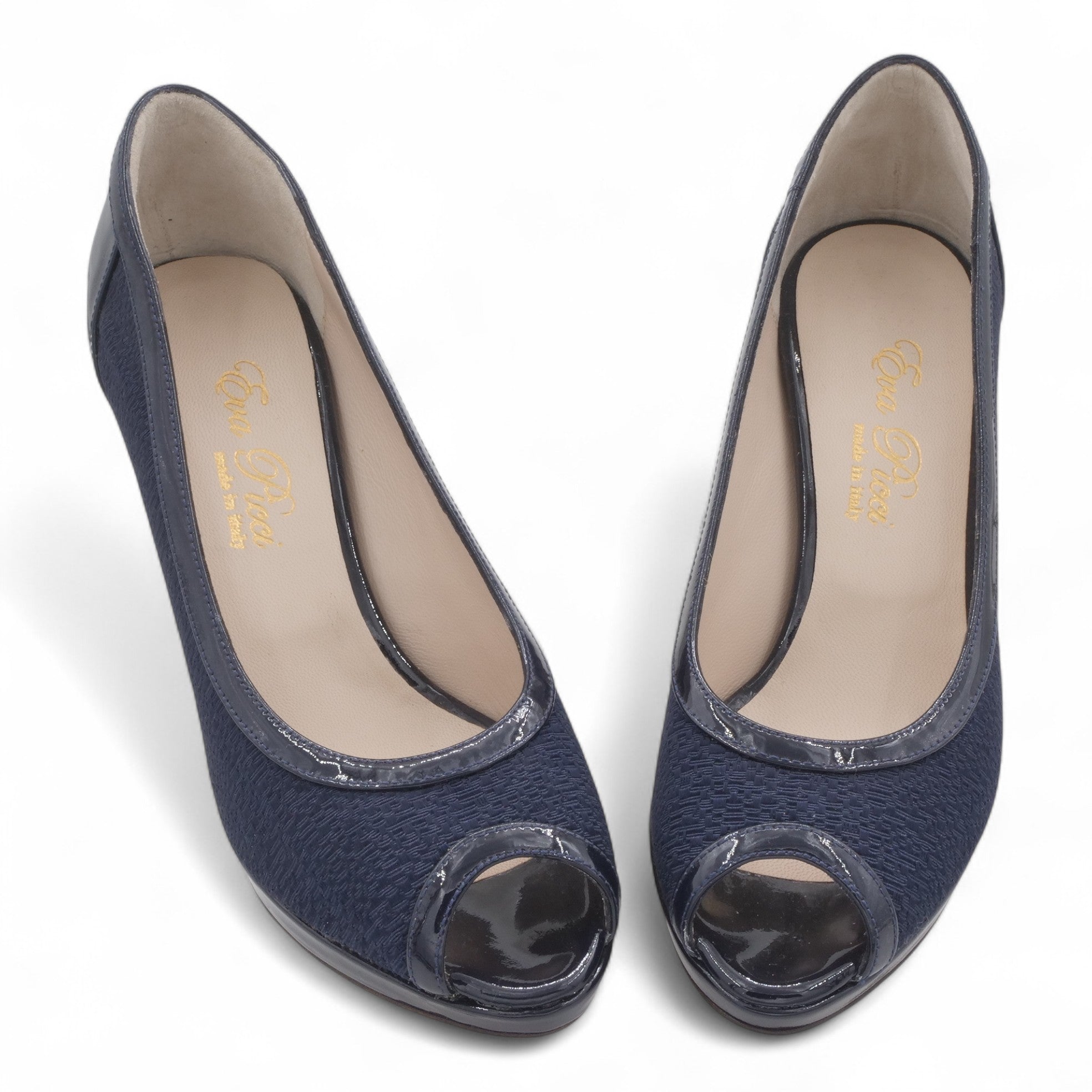 '- ["Artigianato","Donna","D\u00e9collet\u00e9","Eva Picci","Scarpe","Tacco"] - Aperta in Punta Donna Eva Picci 21336 Tessuto Blu - Lupis SRL