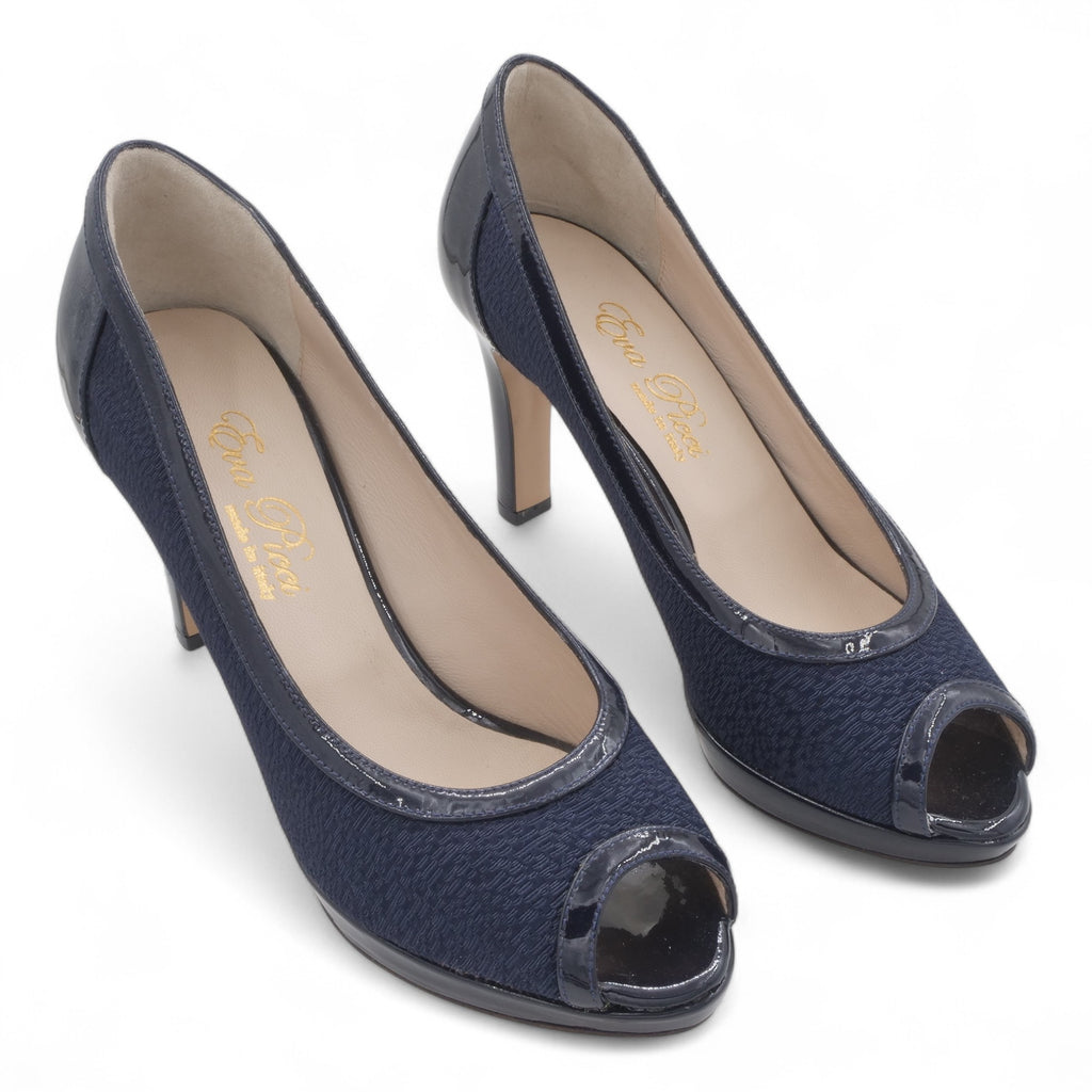 '- ["Artigianato","Donna","D\u00e9collet\u00e9","Eva Picci","Scarpe","Tacco"] - Aperta in Punta Donna Eva Picci 21336 Tessuto Blu - Lupis SRL