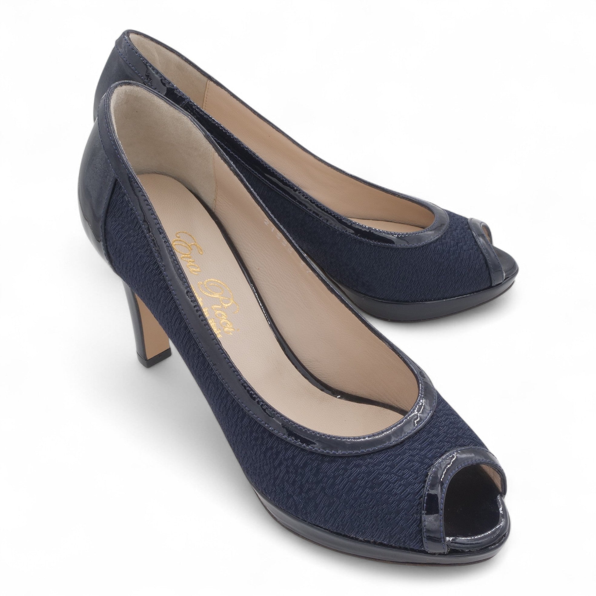 '- ["Artigianato","Donna","D\u00e9collet\u00e9","Eva Picci","Scarpe","Tacco"] - Aperta in Punta Donna Eva Picci 21336 Tessuto Blu - Lupis SRL