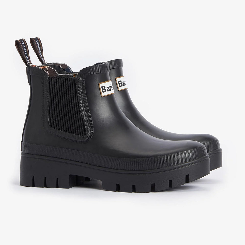 '- ["Barbour Rubber","Donna","Nuovo","Scarpe","Stivaletti","Ultima Taglia"] - Barbour Rubber Halton Chelsea Welly Fw24 Wellington Black - Lupis SRL