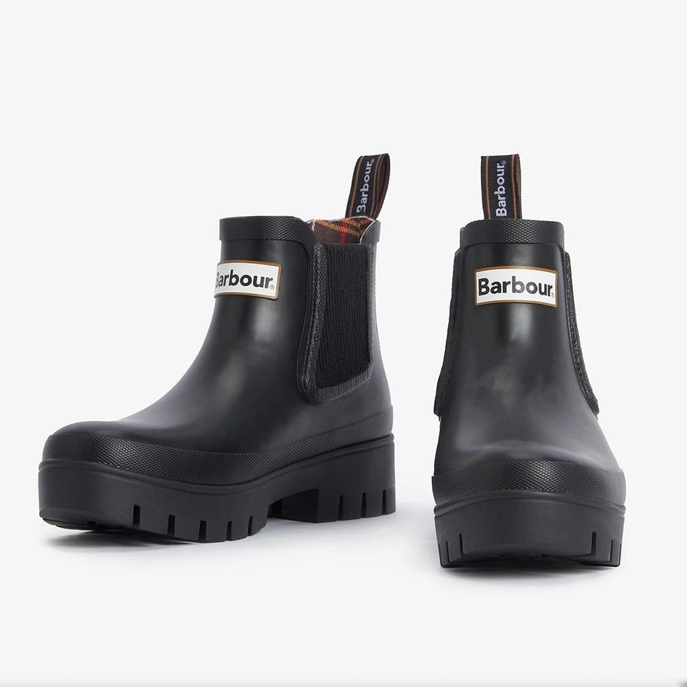 '- ["Barbour Rubber","Donna","Nuovo","Scarpe","Stivaletti","Ultima Taglia"] - Barbour Rubber Halton Chelsea Welly Fw24 Wellington Black - Lupis SRL