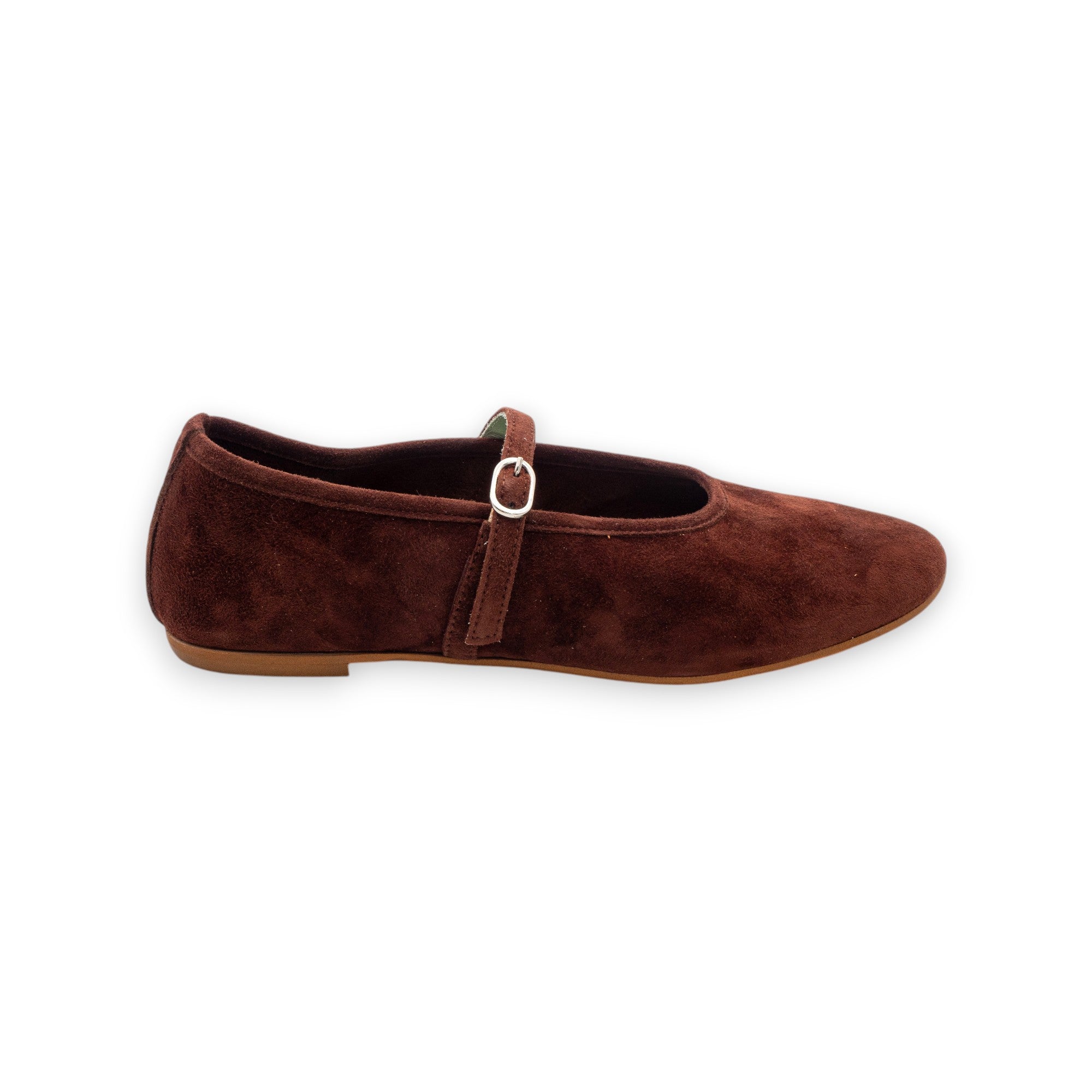 Belle Vie Ballerina with Strap Woman Via Sole 2 Suede Chocolat 3.666-7