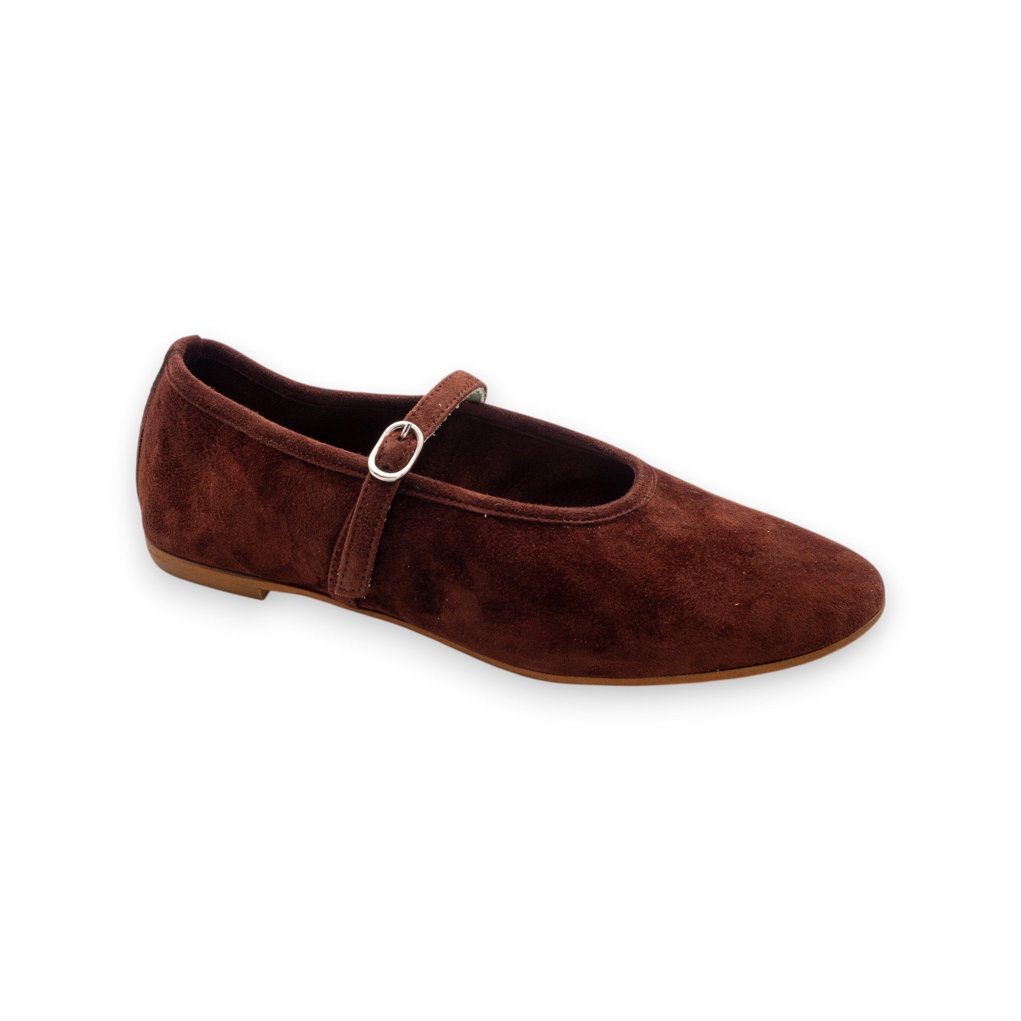 Belle Vie Ballerina with Strap Woman Via Sole 2 Suede Chocolat 3.666-7