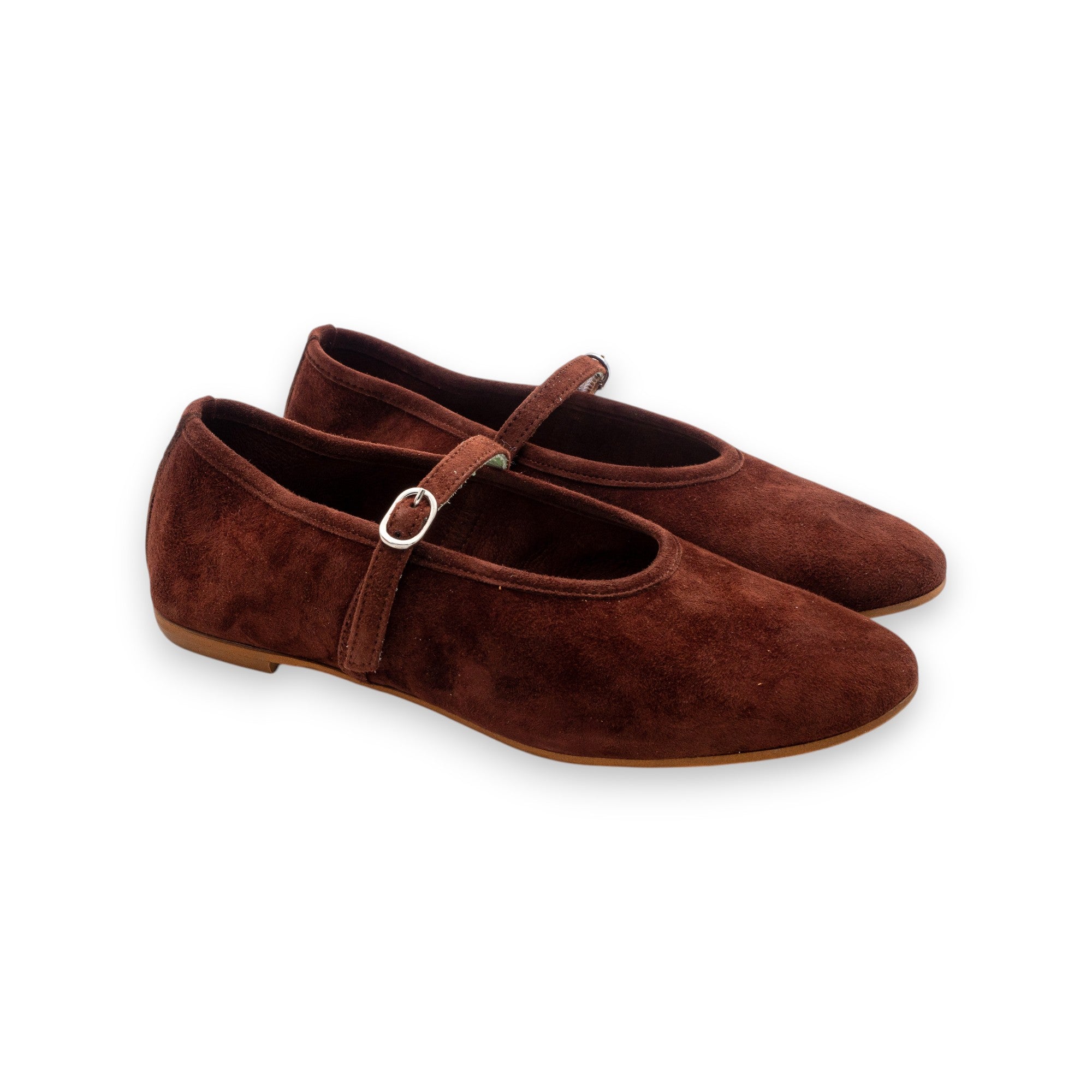 Belle Vie Ballerina with Strap Woman Via Sole 2 Suede Chocolat 3.666-7