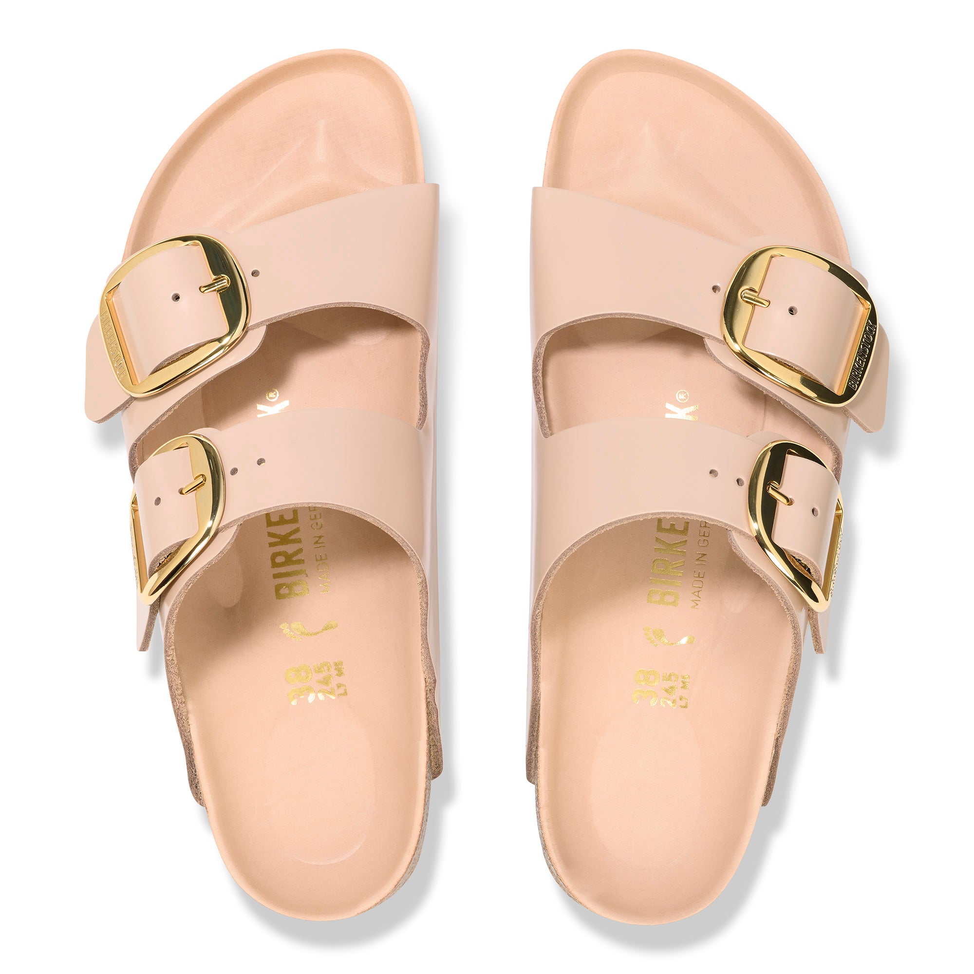 '- ["Birkenstock","Ciabatte","Donna","Scarpe"] - Birkenstock Arizona Big Buckle Shine New Beige Natural Leather - Lupis SRL