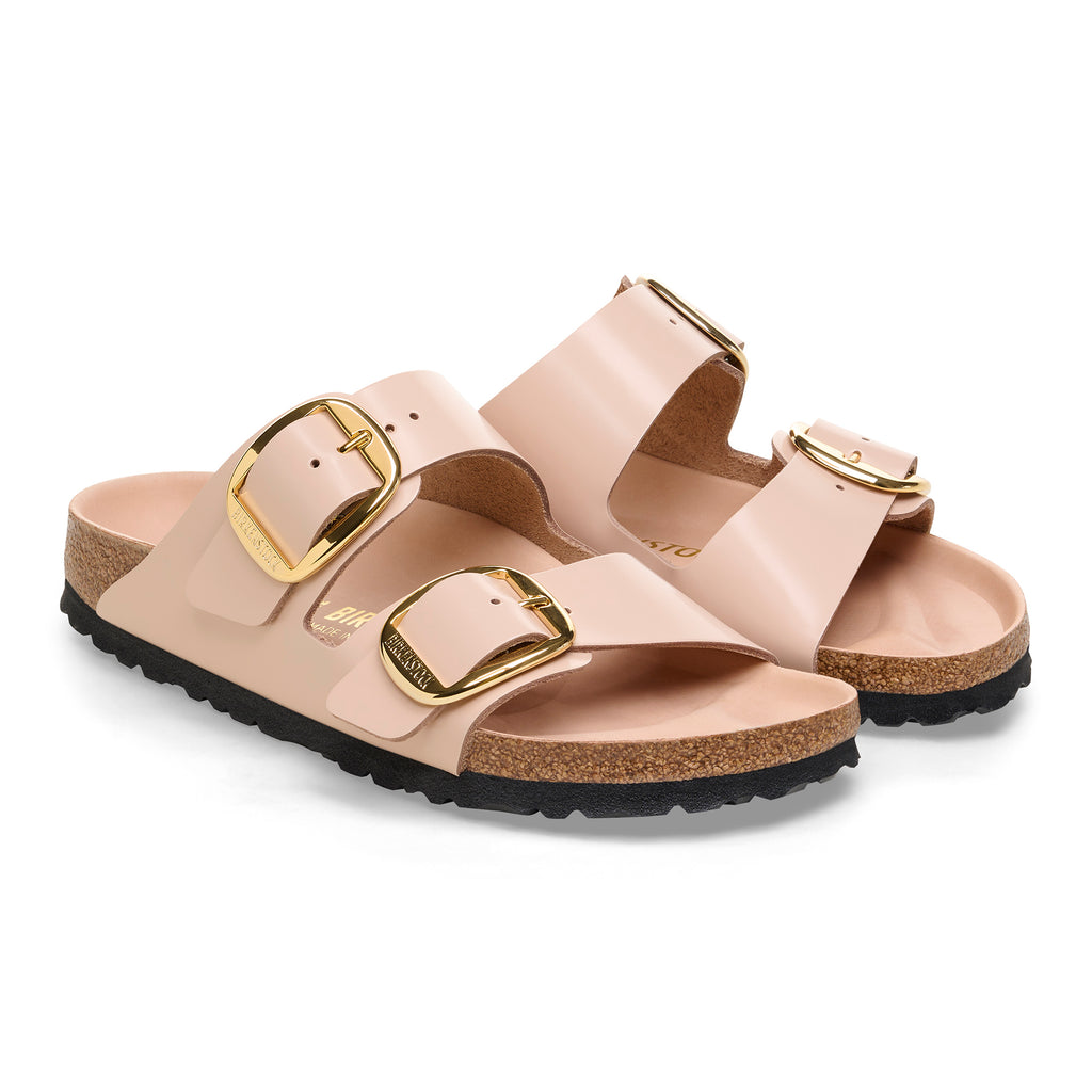 '- ["Birkenstock","Ciabatte","Donna","Scarpe"] - Birkenstock Arizona Big Buckle Shine New Beige Natural Leather - Lupis SRL