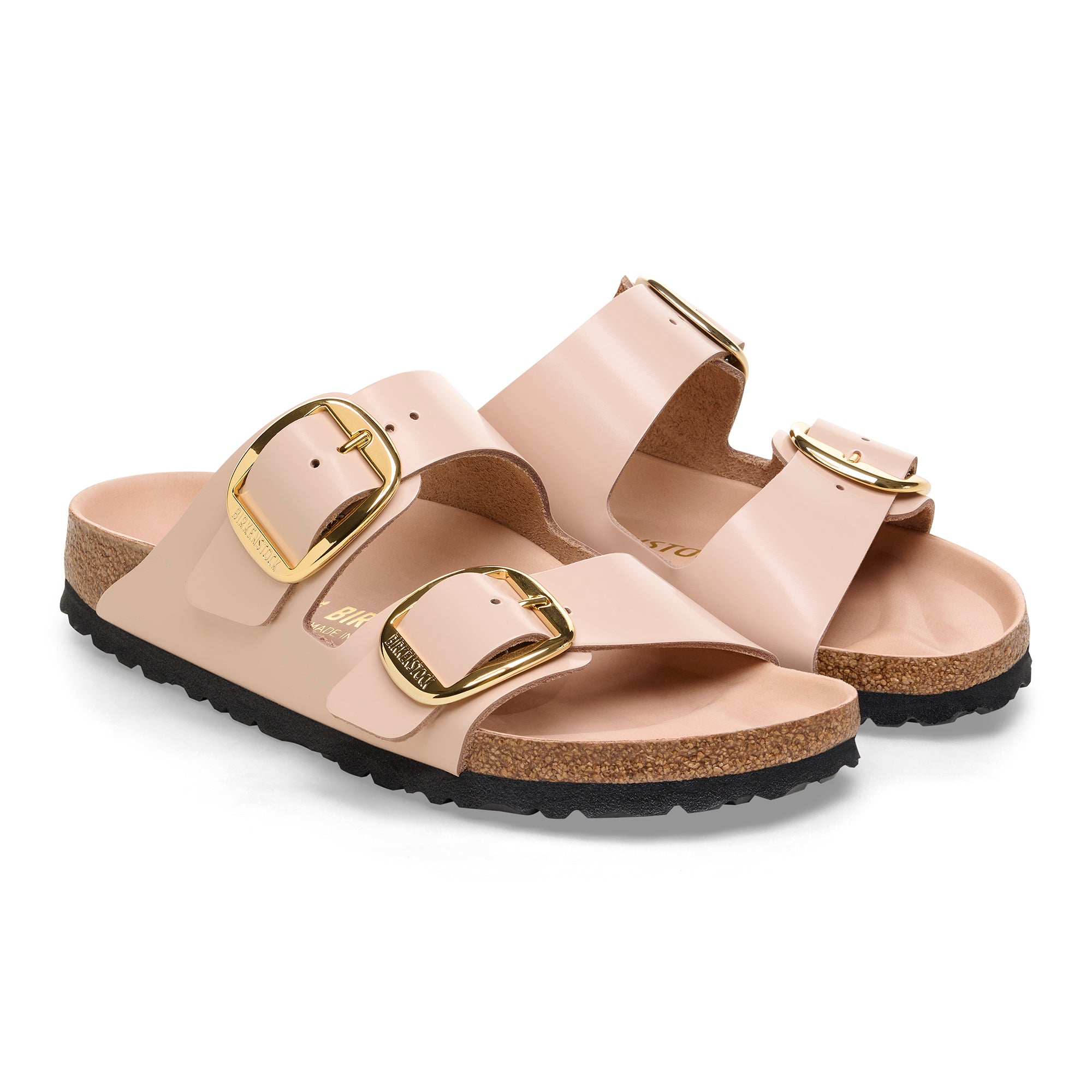 '- ["Birkenstock","Ciabatte","Donna","Scarpe"] - Birkenstock Arizona Big Buckle Shine New Beige Natural Leather - Lupis SRL