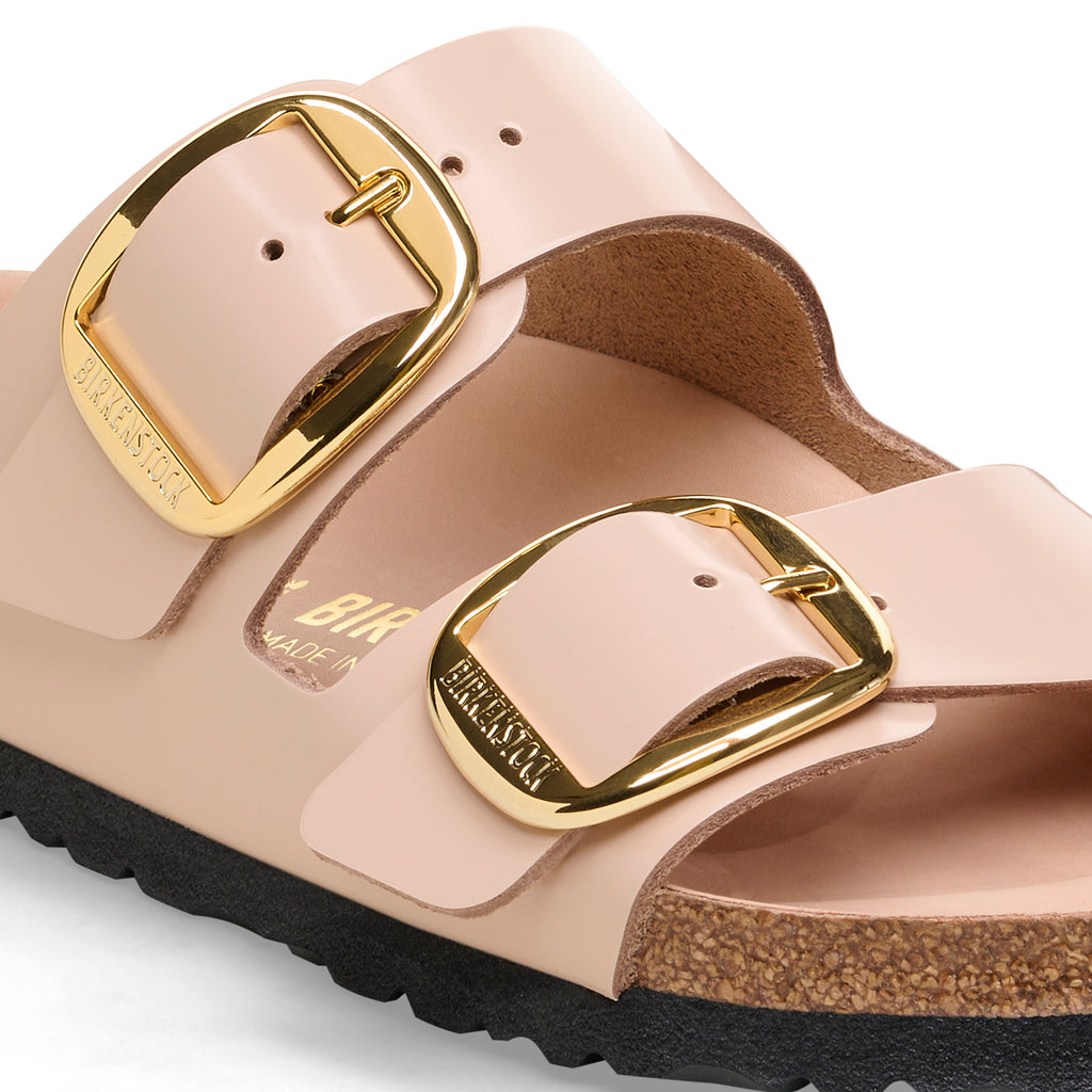 '- ["Birkenstock","Ciabatte","Donna","Scarpe"] - Birkenstock Arizona Big Buckle Shine New Beige Natural Leather - Lupis SRL