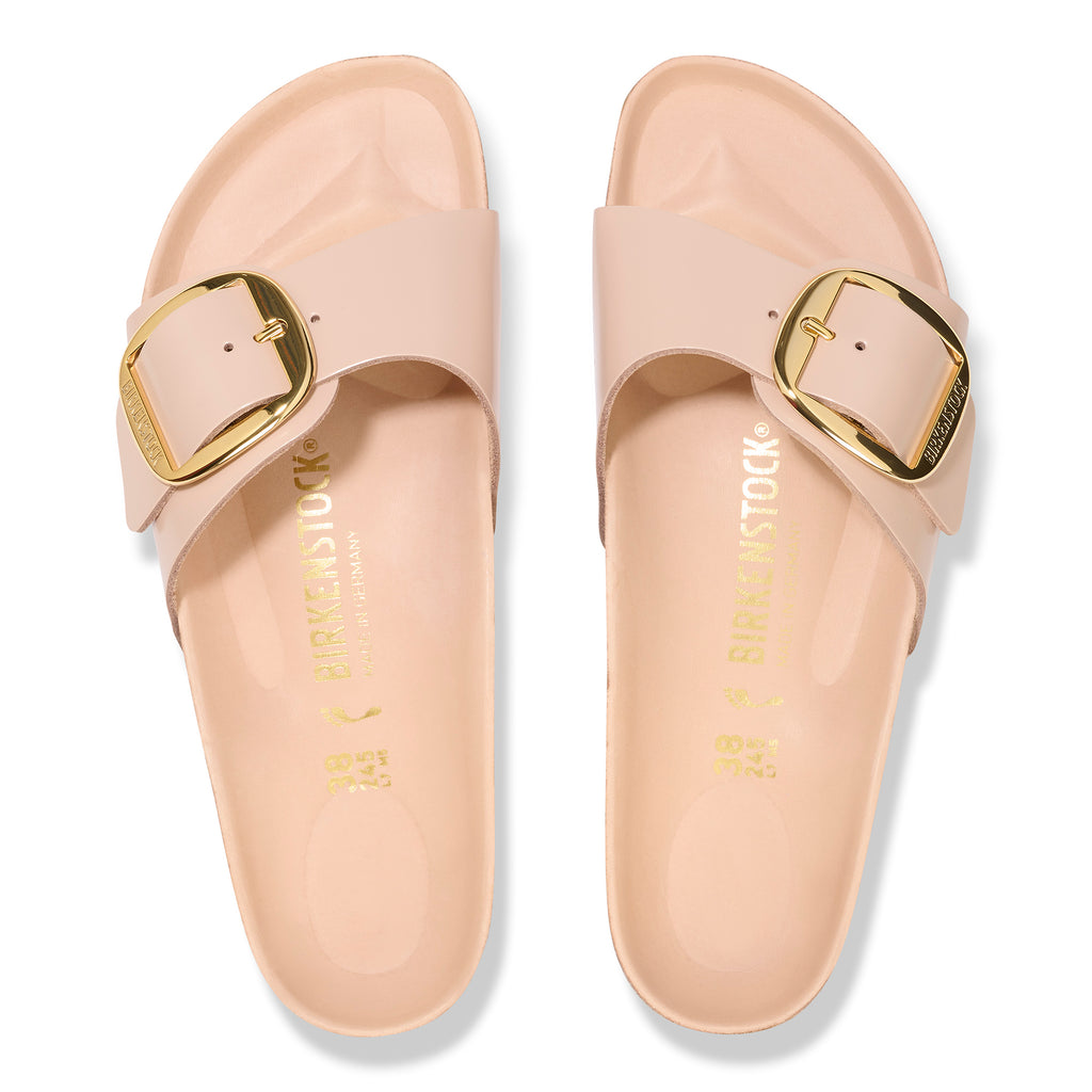 '- ["Birkenstock","Ciabatte","Donna","Scarpe"] - Birkenstock Madrid Big Buckle Shine New Beige Natural Leather - Lupis SRL