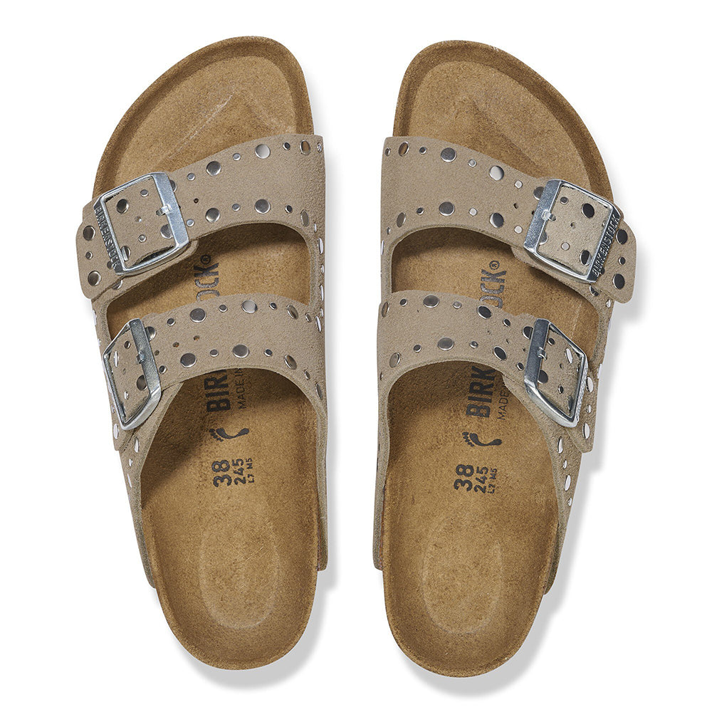 '- ["Birkenstock","Ciabatte","Donna","PE25","Scarpe"] - Birkenstock Arizona Rivet Taupe Suede Leather - Lupis SRL