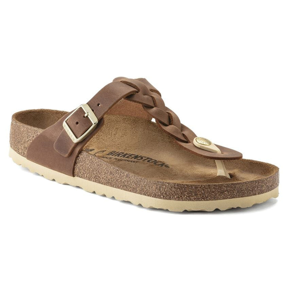 '- ["Birkenstock","Ciabatte","Donna","PE25","Scarpe"] - Birkenstock Gizeh Braided Cognac Oiled Leather - Lupis SRL