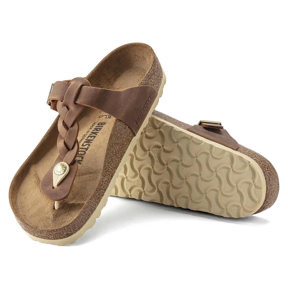 '- ["Birkenstock","Ciabatte","Donna","PE25","Scarpe"] - Birkenstock Gizeh Braided Cognac Oiled Leather - Lupis SRL