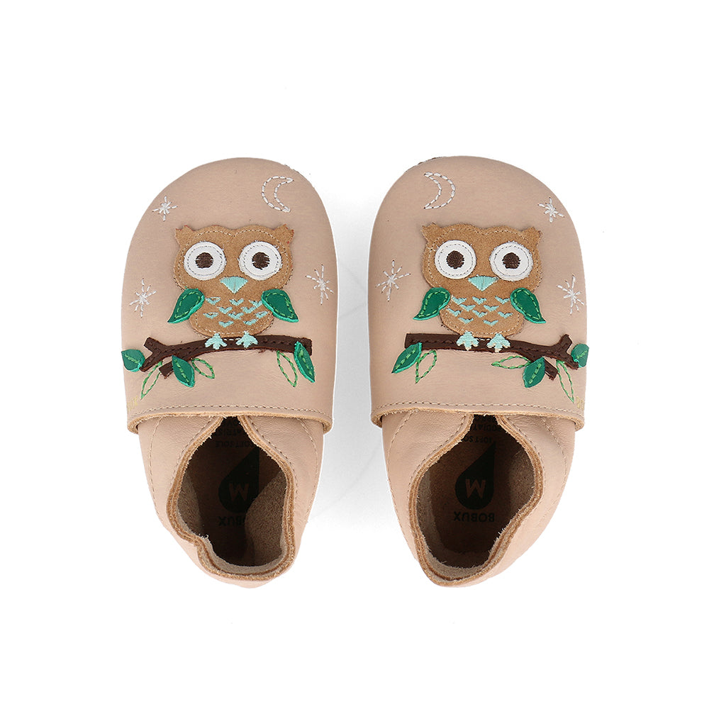'- ["Bobux","Infant","Kids","Nuovo","Pantofole","Scarpe","Soft Sole","Toddler","Ultima Taglia"] - Bobux Soft Sole Night Owl Beige - Lupis SRL