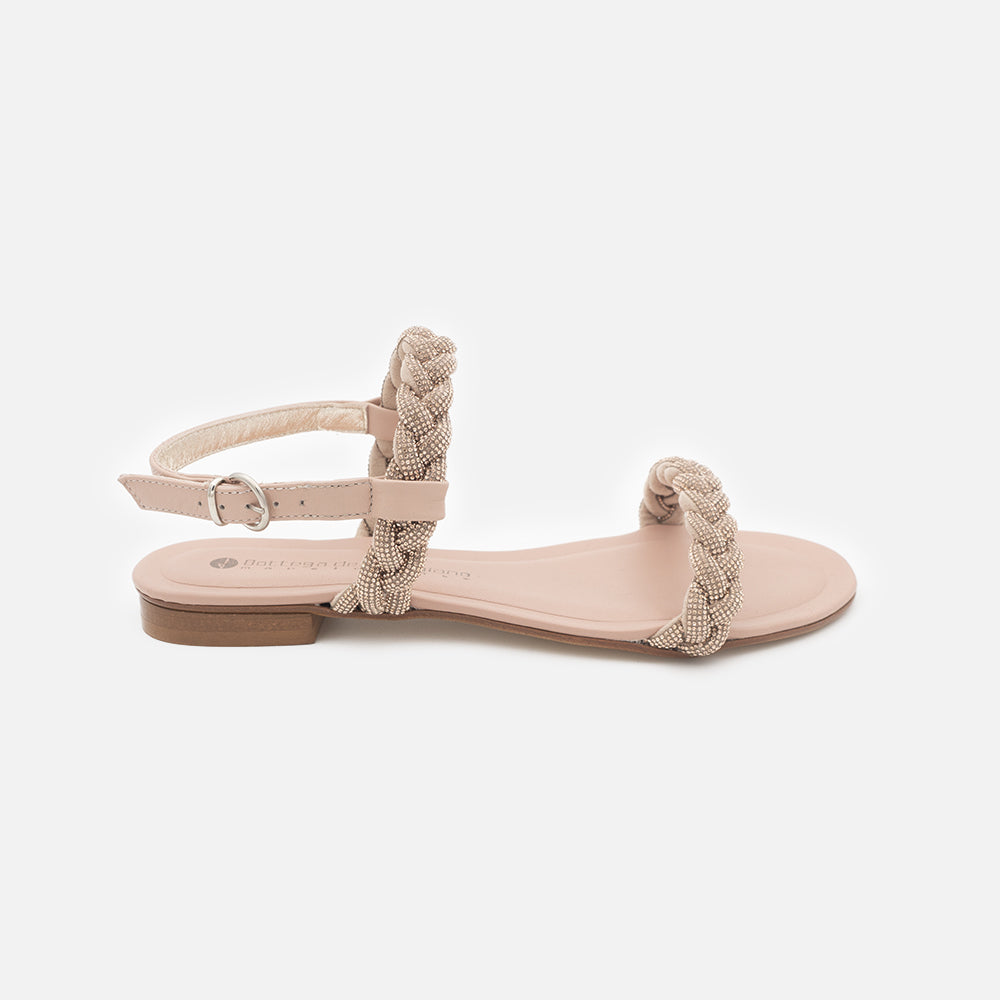 '- ["Artigianato","Bottega dell'Artigiano","Donna","Sandali Eleganti","Scarpe"] - Bottega dell'Artigiano Tre Strass Cipria 22033 - Lupis SRL