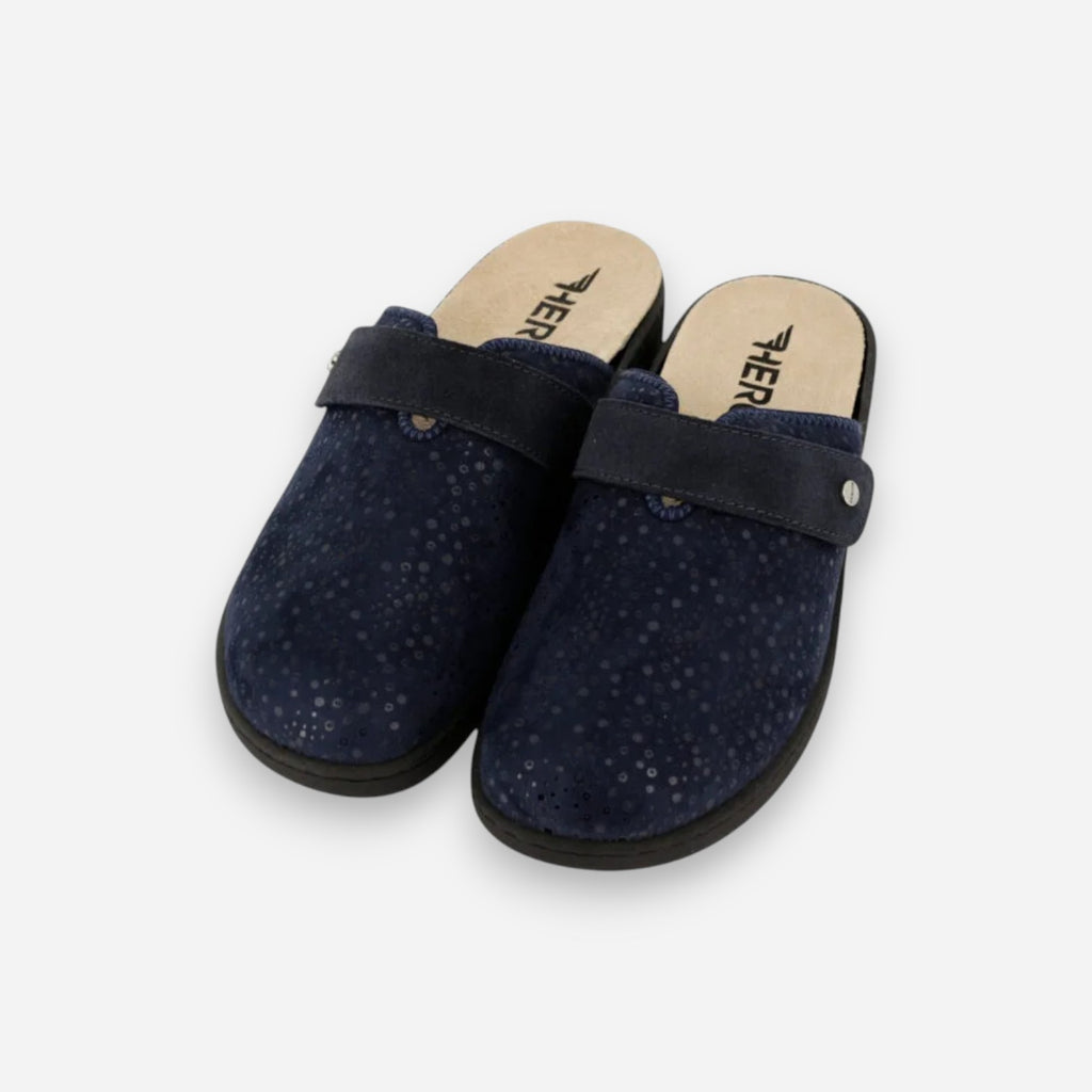 Ciabatte Chiuse Donna Hergos Camoscio Blu H7140