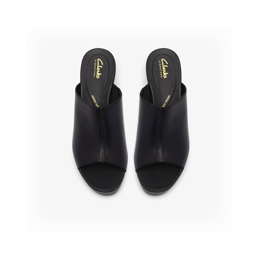 Clarks Women's Flat Slipper Sabina Mule Black Leather 26186105