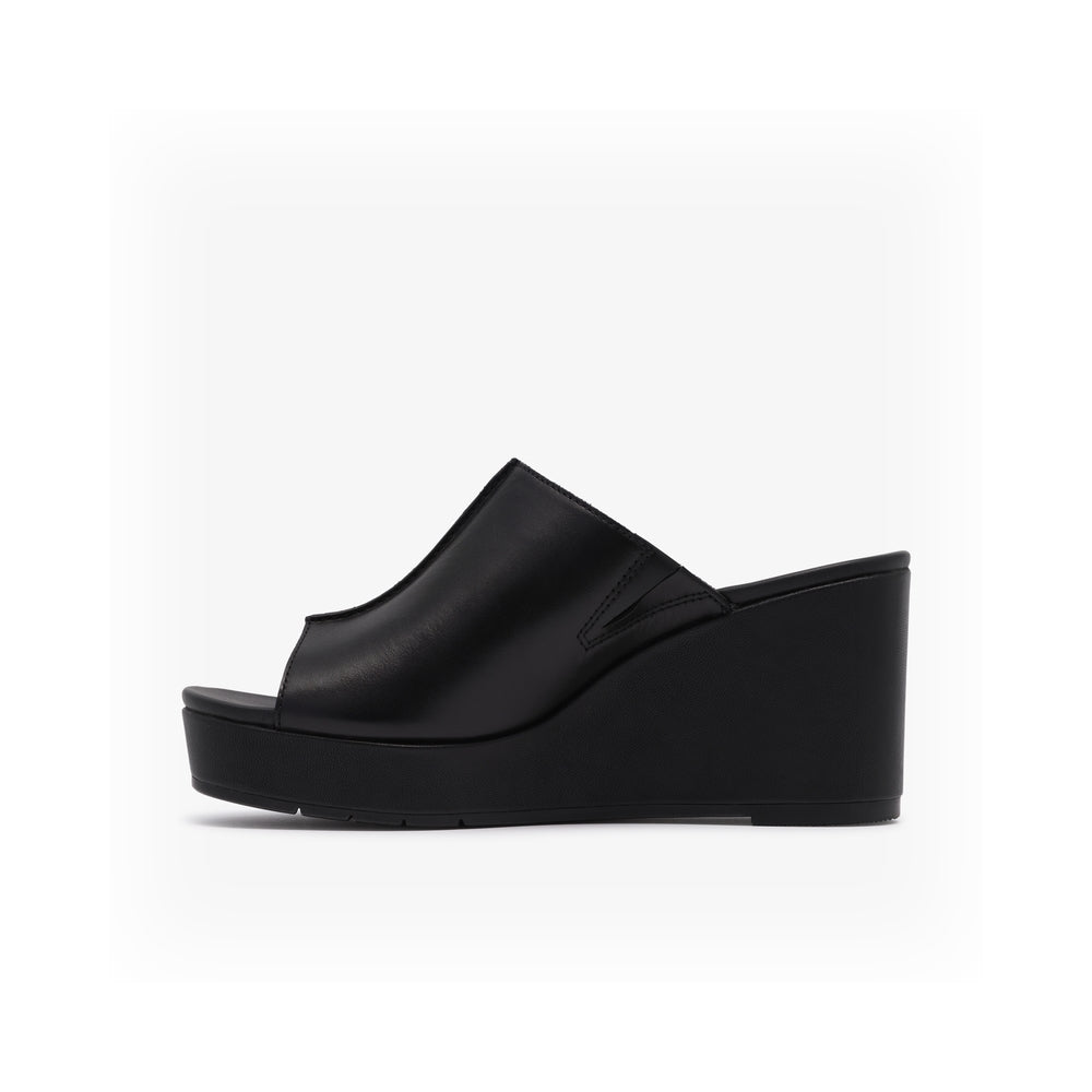 Clarks Women's Flat Slipper Sabina Mule Black Leather 26186105