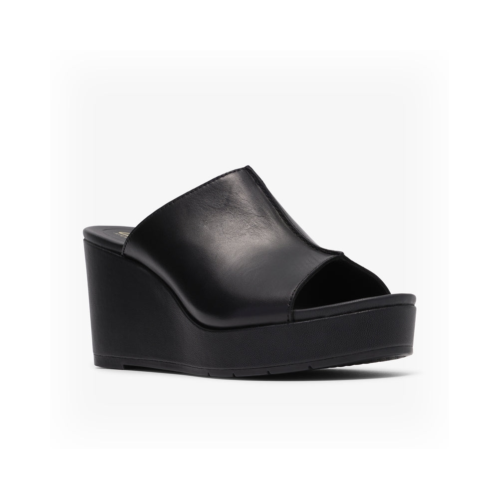 Clarks Women's Flat Slipper Sabina Mule Black Leather 26186105