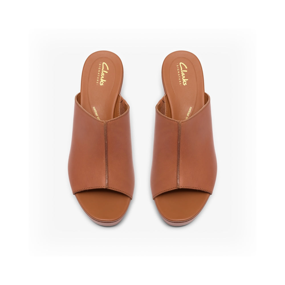 Clarks Women's Flat Slipper Sabina Mule Tan Leather 26186106