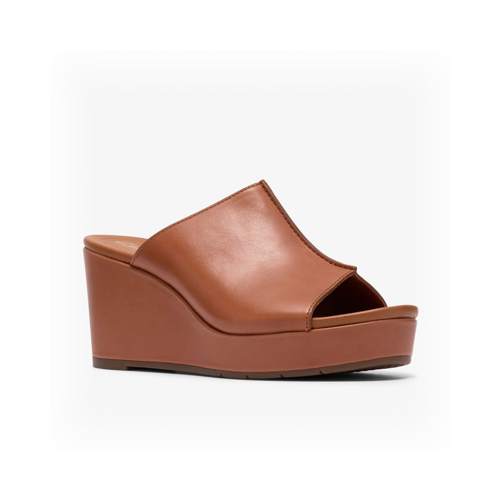 Clarks Women's Flat Slipper Sabina Mule Tan Leather 26186106