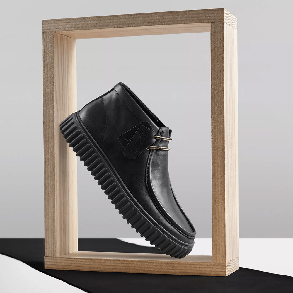 '- ["Clarks","Nuovo","Polacco","Scarpe","Ultima Taglia","Uomo"] - Clarks Torhill Hi Black Lea - Lupis SRL