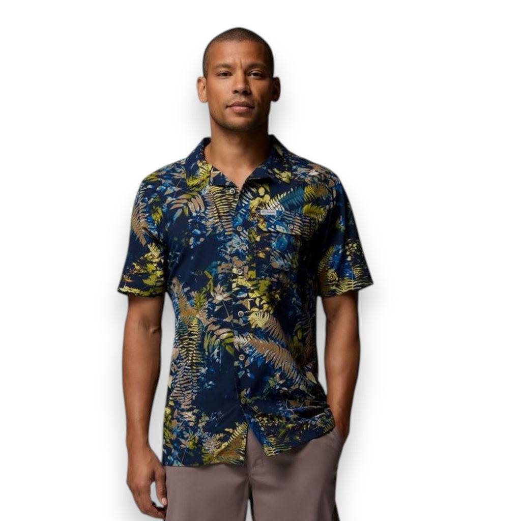 Columbia Sportswear Men's Tech Trail Utility Printed Woven SS Mountain Blue 2118605