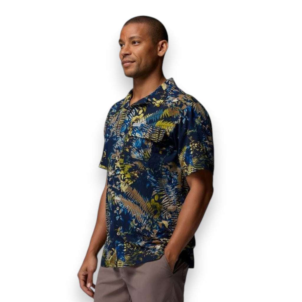 Columbia Sportswear Men's Tech Trail Utility Printed Woven SS Mountain Blue 2118605
