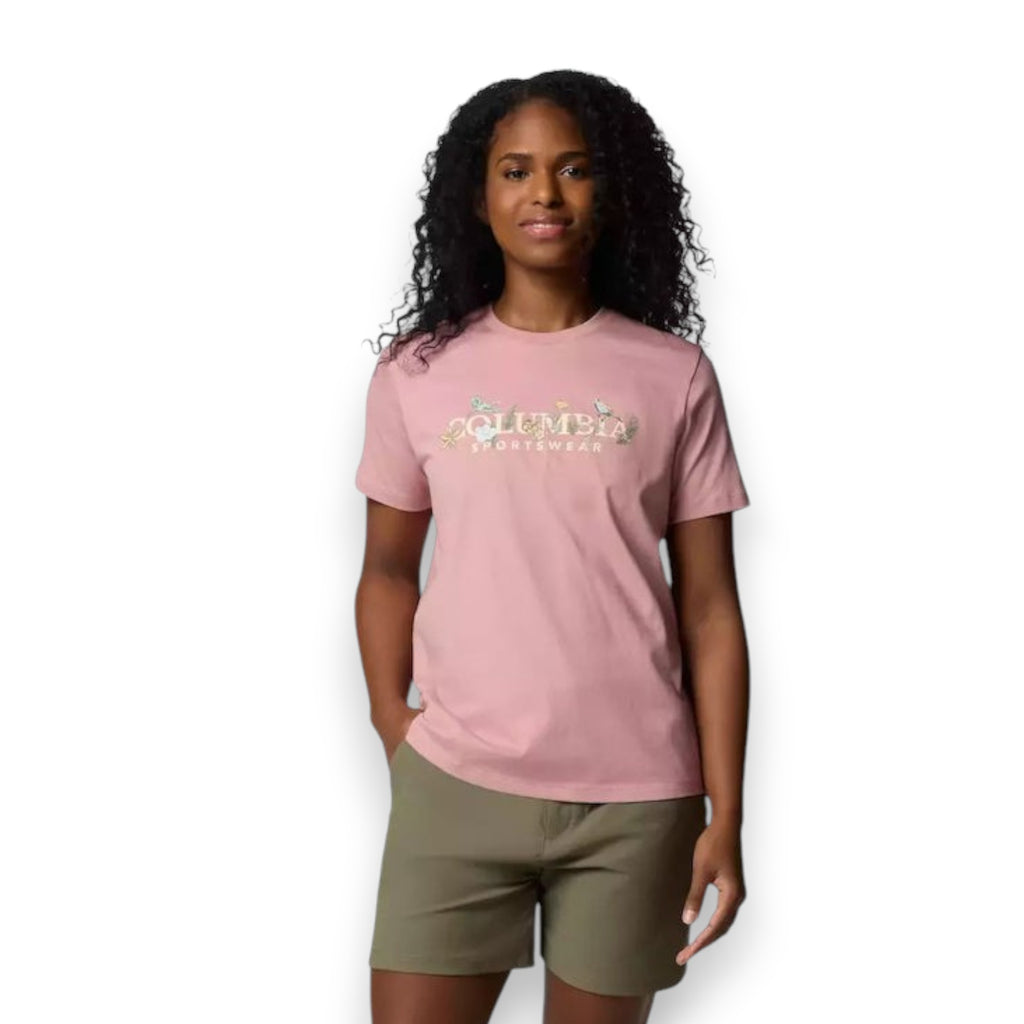 Columbia Women's Boundless Beauty Logo SS Tee Eraser Pink Ou