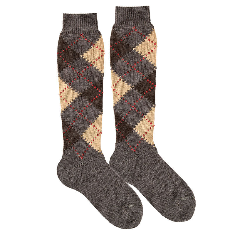 '- ["Accessori","Calze","Condor","Kids","Toddler"] - Condor Calze Alte Rombo Multi Brown K - Lupis SRL