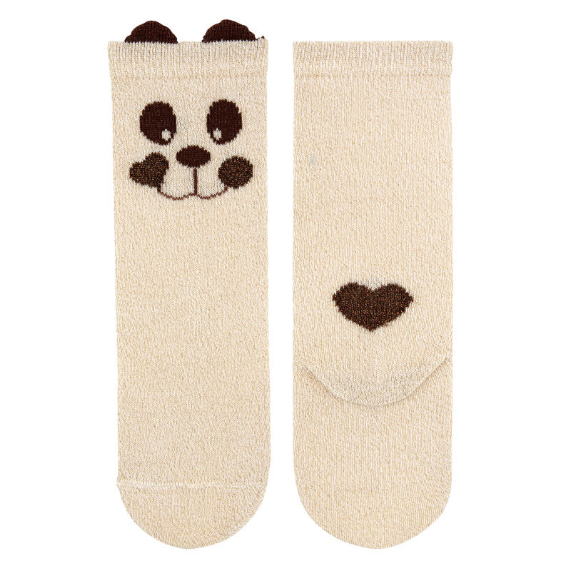 '- ["Accessori","Calze","Condor","Infant","Kids","Toddler"] - Condor Calze Corte Beige Brillanti Orsetto Baby - Lupis SRL