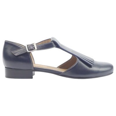 Scarpe Da Donna Eva Picci 345 Blu Aperta Ai Lati Frangia