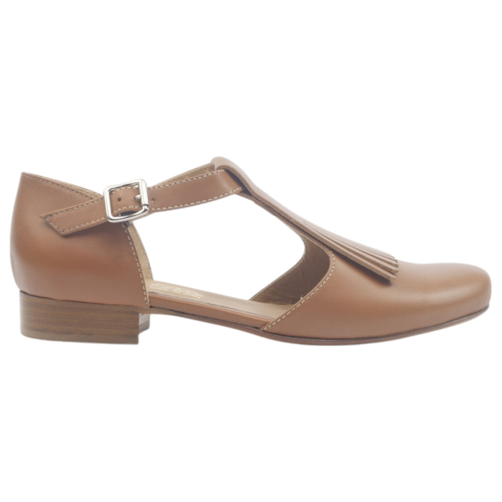 '- ["Artigianato","Donna","Eva Picci","Sandali","Scarpe","Tacco"] - Scarpe Da Donna Eva Picci 345 Cuoio Aperta Ai Lati Frangia - Lupis SRL