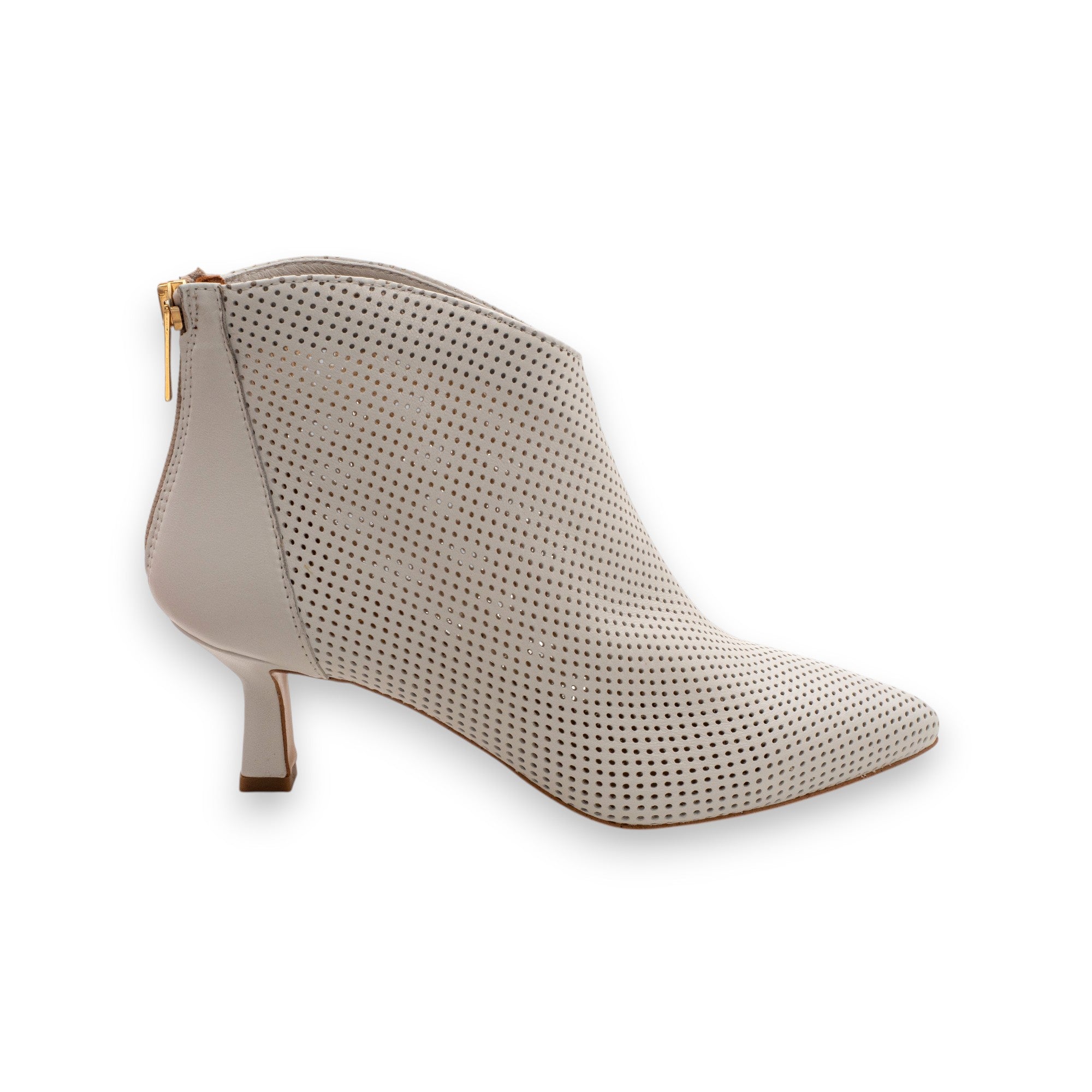 Eva Picci Women's Amy Perforated Ankle Boot Nappa Off White