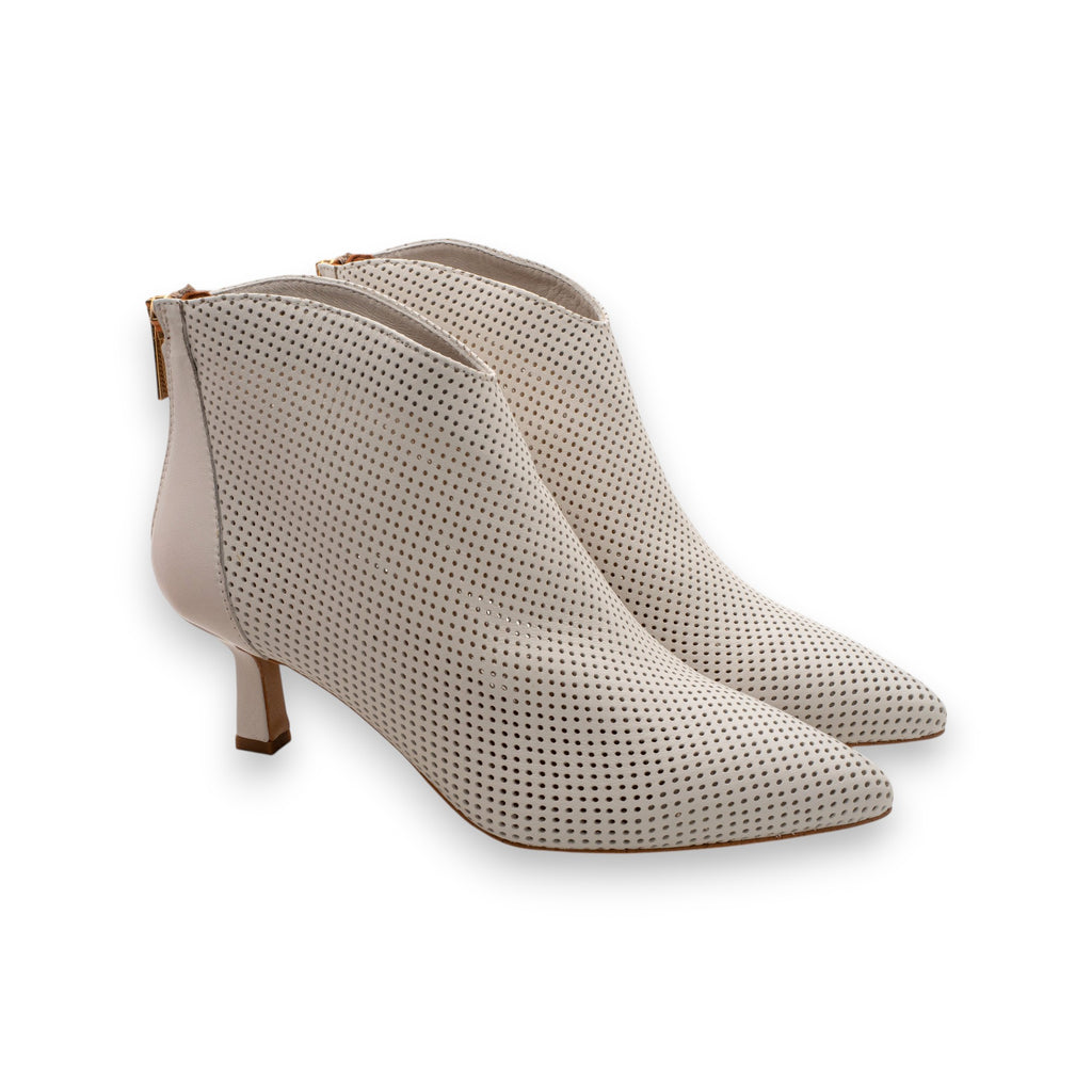 Eva Picci Women's Amy Perforated Ankle Boot Nappa Off White