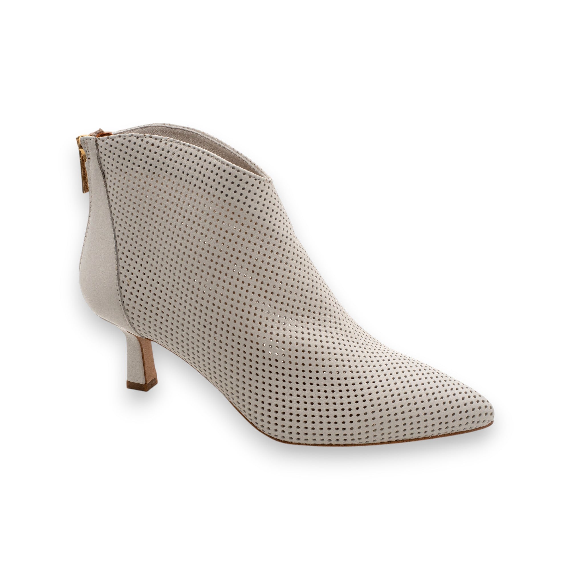 Eva Picci Women's Amy Perforated Ankle Boot Nappa Off White