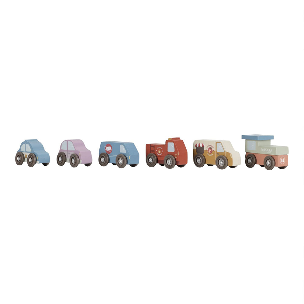 '- ["Accessori","FW25","Giocattoli","Infant","Kids","Little Dutch","Toddler"] - Giocattolo Little Dutch Blocchi impilabili e 6 macchinine In Legno LD2525 - Lupis SRL