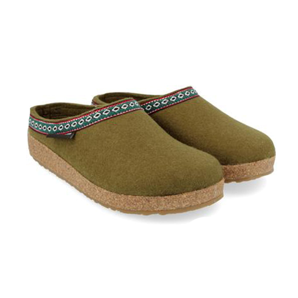 '- ["Haflinger","Nuovo","Pantofole","Scarpe","Uomo"] - Haflinger Franzl Olivgrün Wollfilz - Lupis SRL