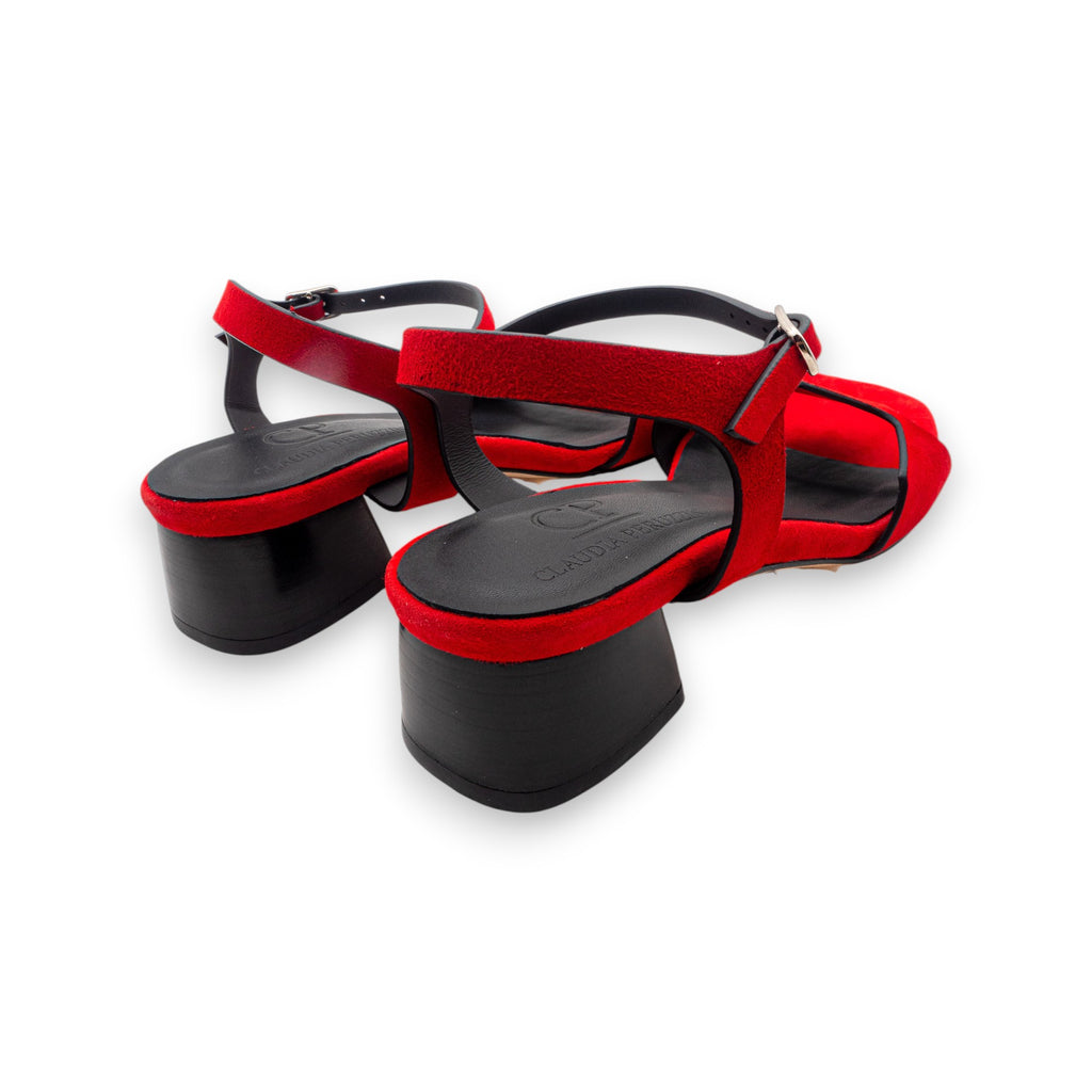 Kalos Women's Fire Red Suede Sandals KA2609-ROSSO