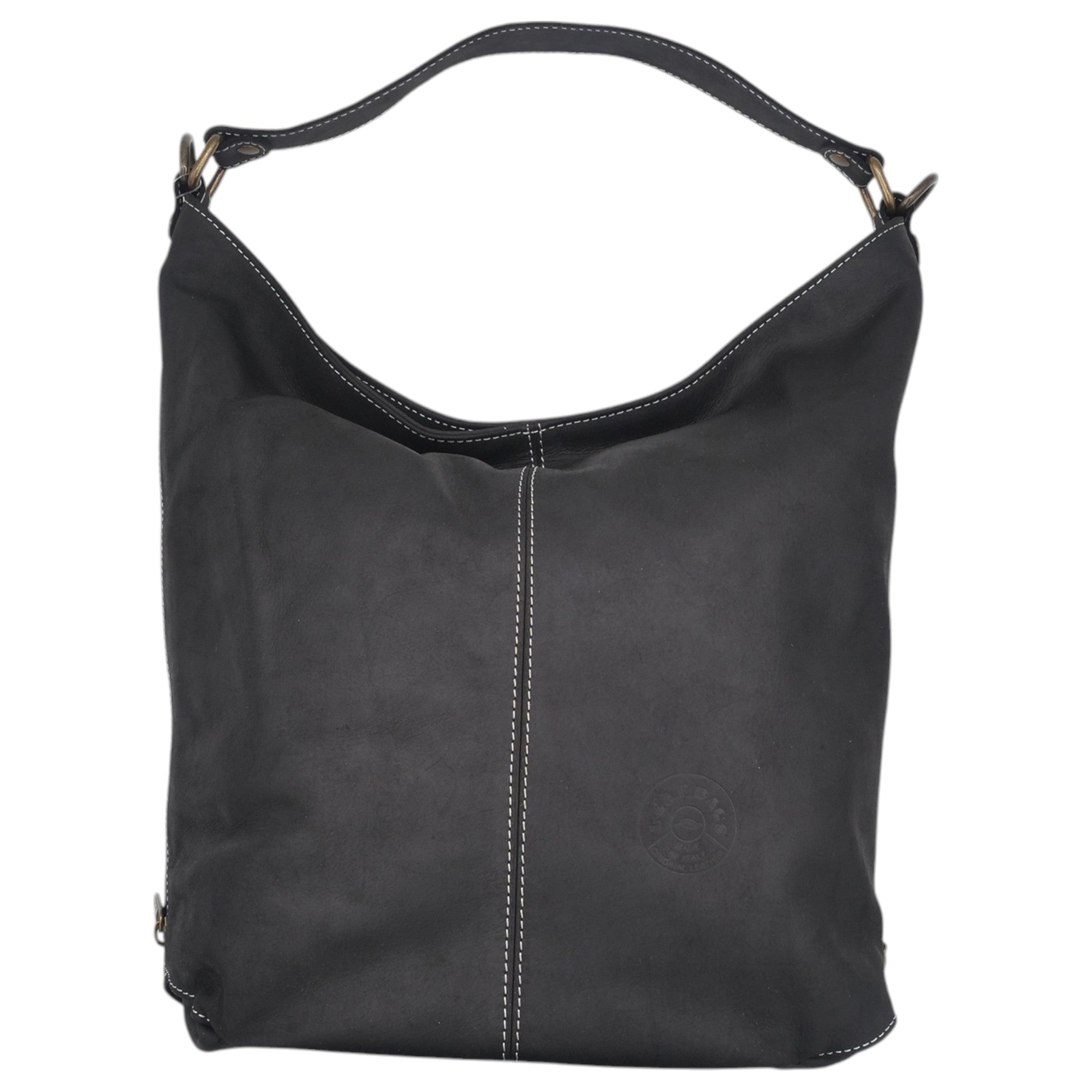 '- ["Accessori","Artigianato","Borse","Donna","Leaf Bags","Nuovo"] - Leaf Bags Borsa Nero Pelle Invecchiato 3438I - Lupis SRL