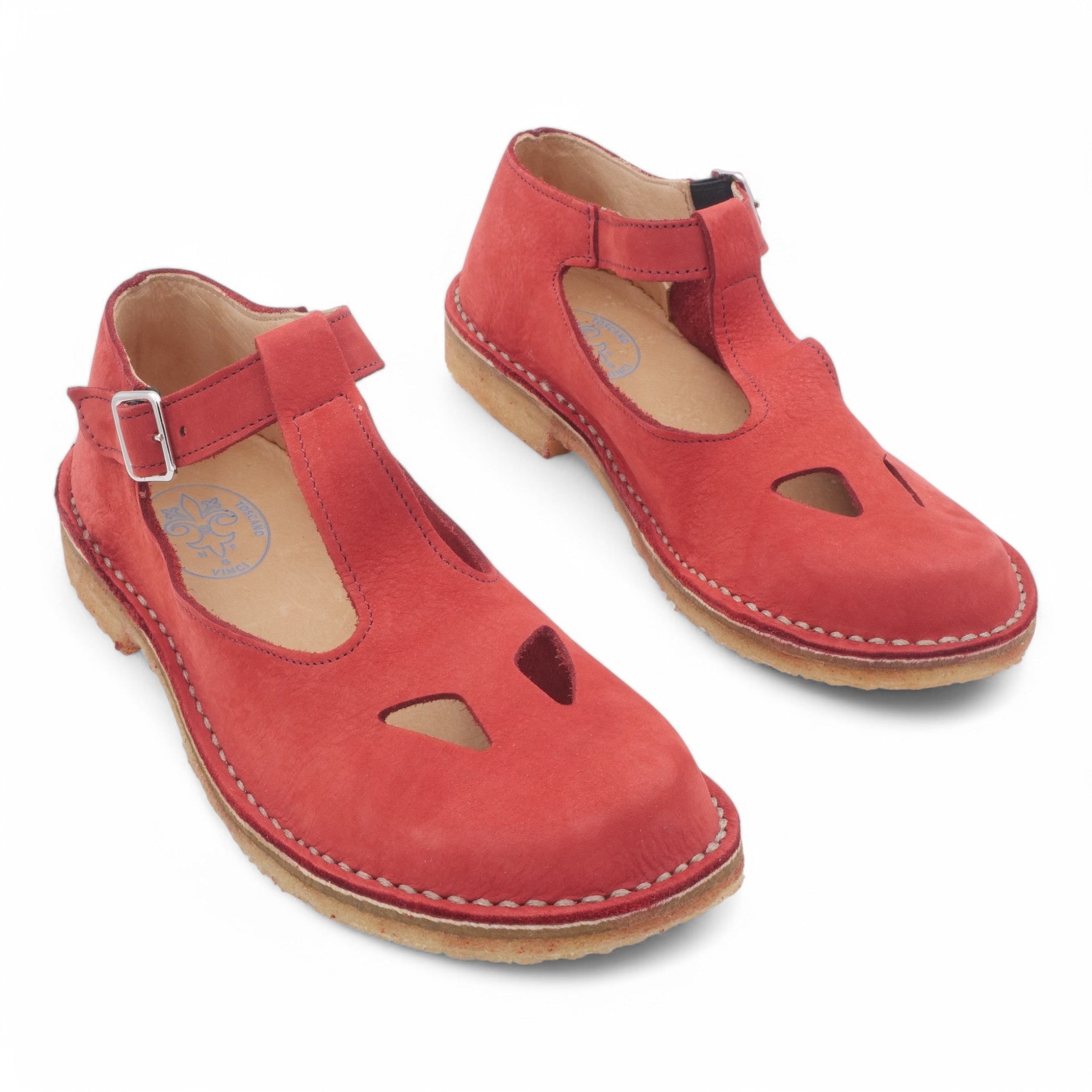 '- ["Artigianato","Donna","Manufatto Toscano Vinci","PE25","Sandali Eleganti","Scarpe"] - Manufatto Toscano Vinci Nabuk Rosso 3 - Lupis SRL