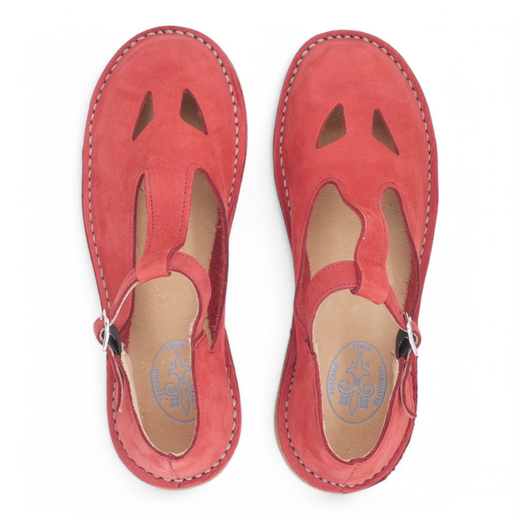 '- ["Artigianato","Donna","Manufatto Toscano Vinci","PE25","Sandali Eleganti","Scarpe"] - Manufatto Toscano Vinci Nabuk Rosso 3 - Lupis SRL