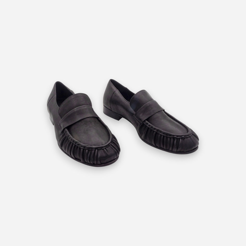 Eva Picci Ranch Women's Moccasins in Black Leather MO2599