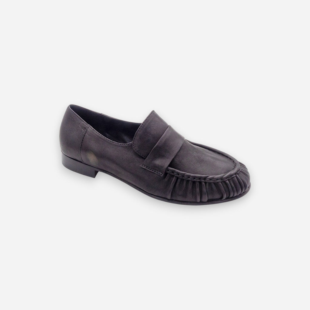 Eva Picci Ranch Women's Moccasins in Black Leather MO2599