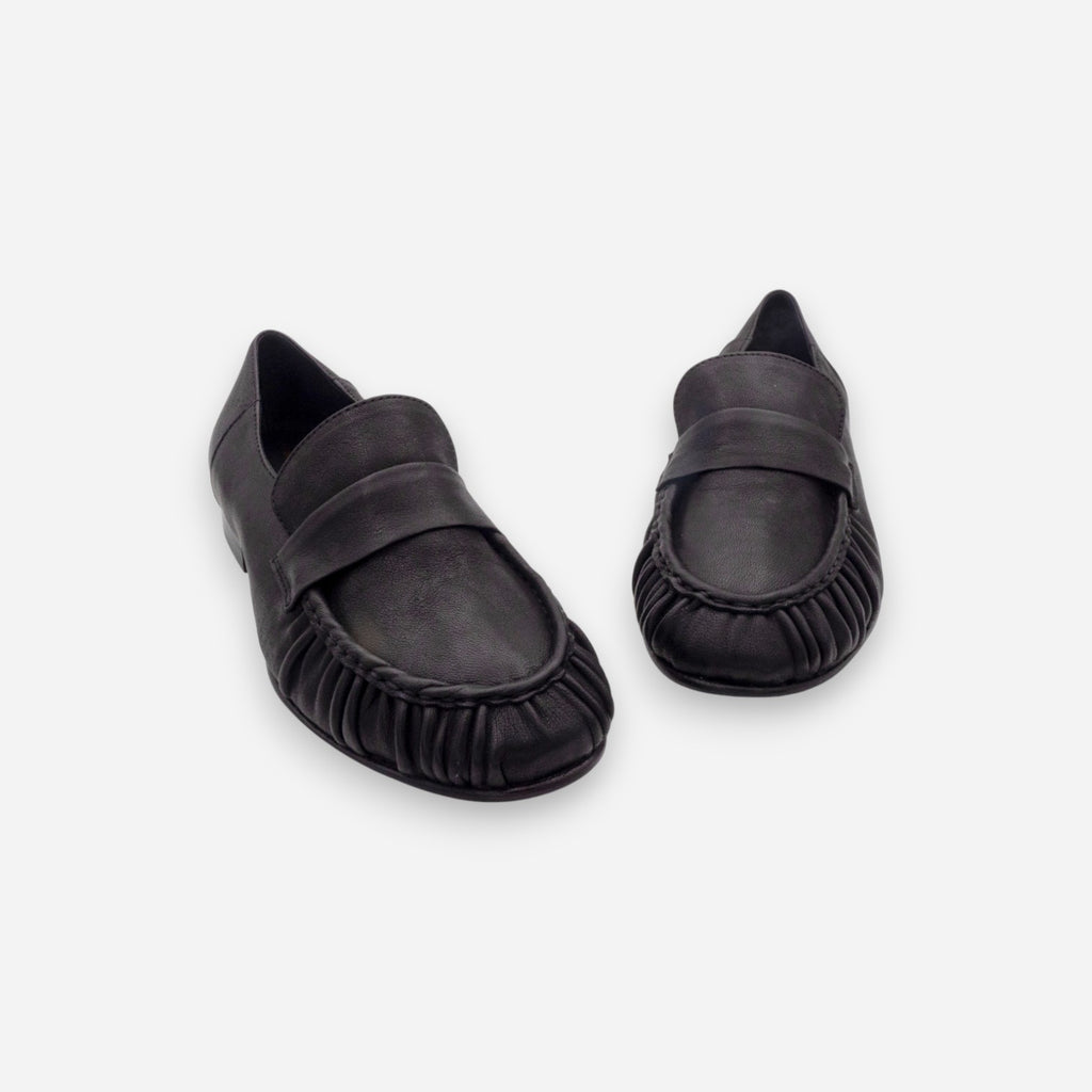 Eva Picci Ranch Women's Moccasins in Black Leather MO2599