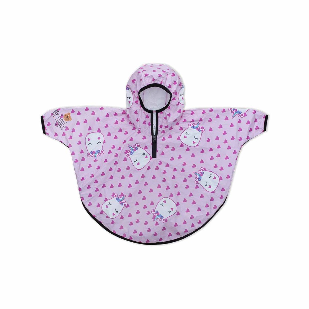 '- ["Abbigliamento","Giacche","Kids","Mantella pioggia","Mr. Tiggle"] - Mr. Tiggle Rain Cape Unicorno Fiori - Lupis SRL