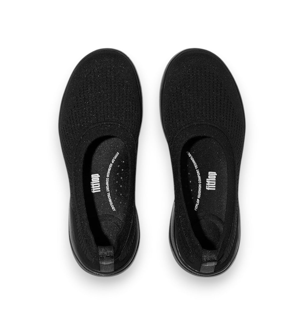 FitFlop Women's Super-Q Knit Ballet Flats All Black E5Y-090