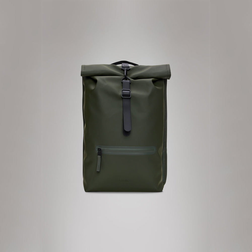 '- ["Accessori","Donna","Nuovo","PE25","Rains","Unisex","Uomo","Zaini"] - Rains Rolltop Rucksack Green W3 13320 - Lupis SRL