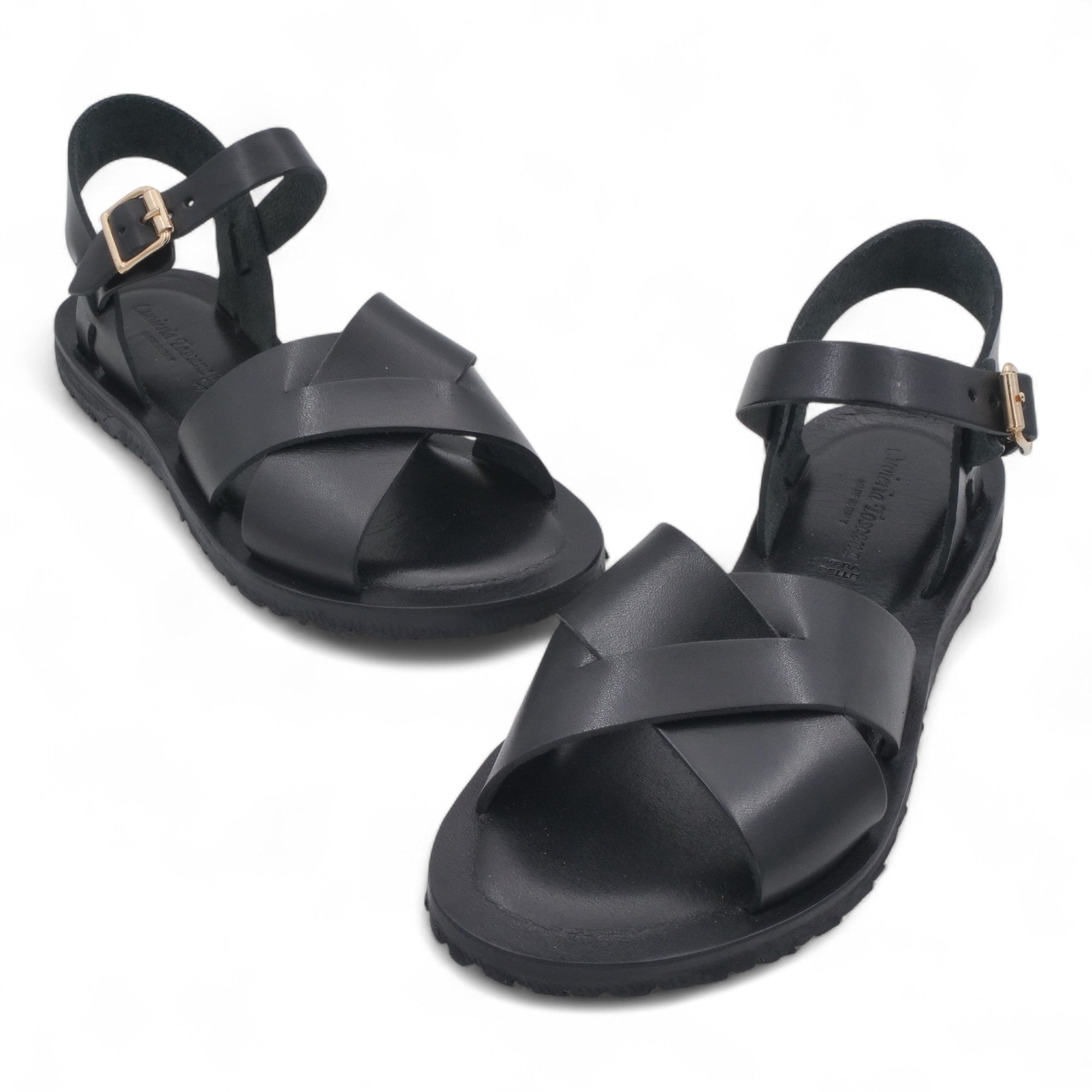 '- ["Artigianato","Cuoieria Toscana","Donna","PE25","Sandali","Sandali Eleganti","Scarpe"] - Sandali Con Cinturino Pelle Green Bay Dive Nero 124/A - Lupis SRL
